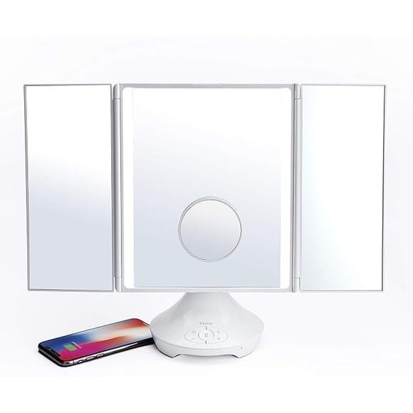 NWT iHome Reflect Trifold Bluetooth Speaker USB Charging Speakerphone White - Picture 2 of 5